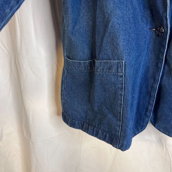 Alice Stuart Denim Blue Jean Jacket Chore Utility Vintage 100% Cotton Size Large - Picture 6 of 10
